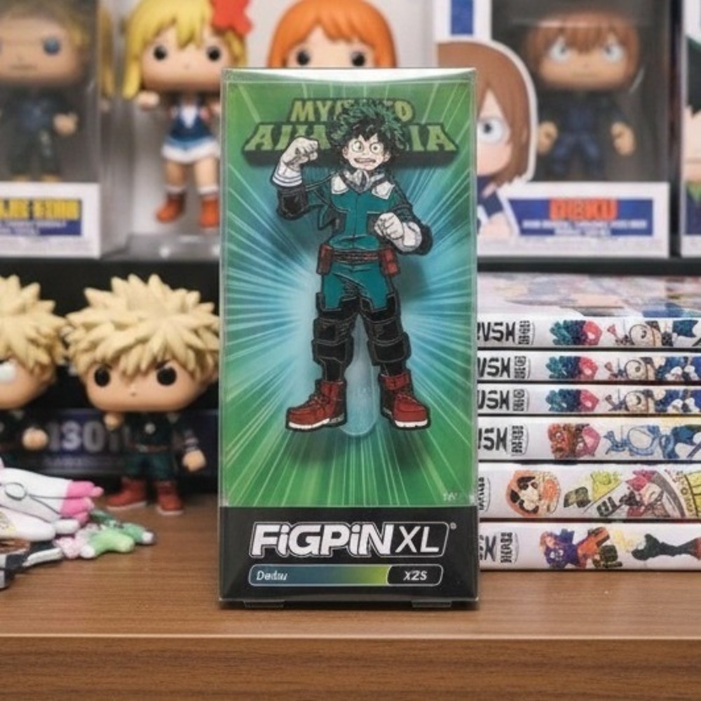 FiGPiN XL My Hero Academia Deku X25 Enamel Pin Unlocked 6 Inch Display Case